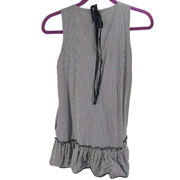 Zara Women's Shift Dress Shift Dress Ruffled Trim Mini Black White Check Size XS - Picture 9 of 10